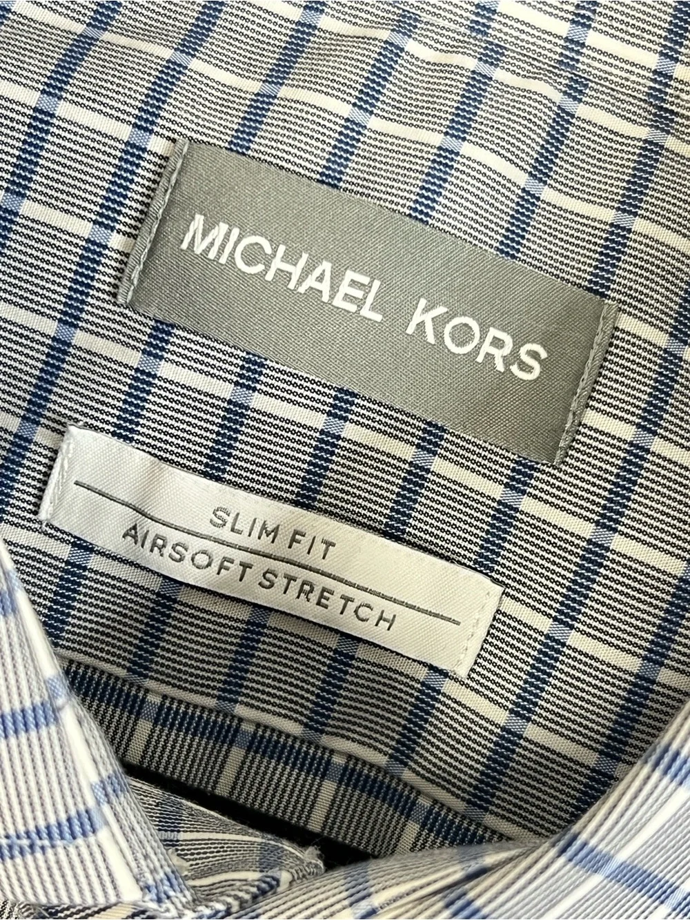 Michael Kors Men’s XL Blue Plaid Business Button up Dress Shirt